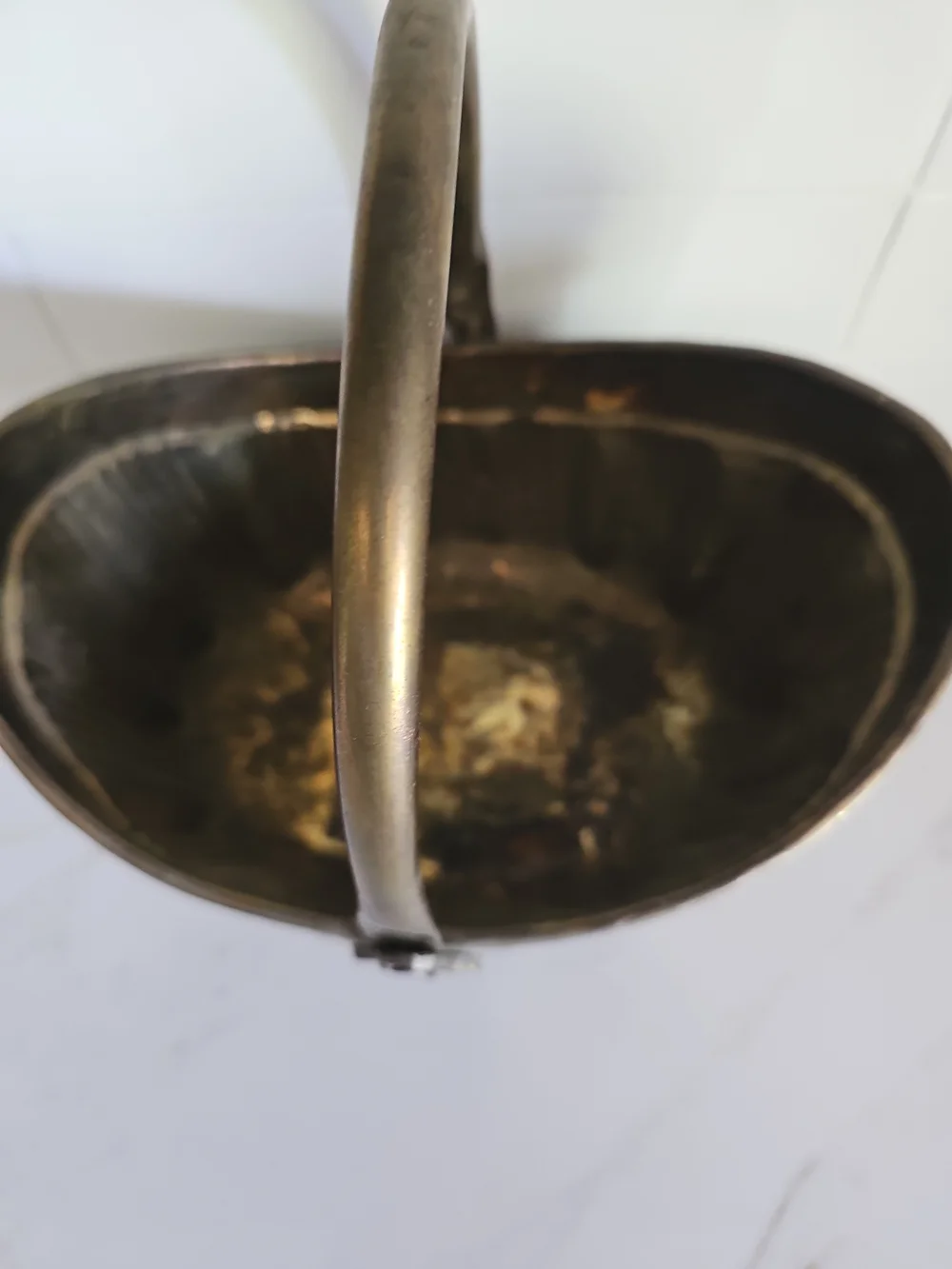 Vintage Hammered Metal Fireplace Coal Scuttle Bucket with Ornate Acanthus Leaf